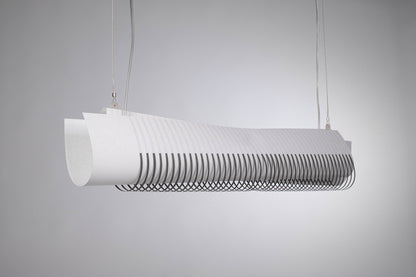 TEX002 pendant lamp with its light off, highlighting its timeless design, refined structure, and handcrafted paper lampshade in a minimalist aesthetic.