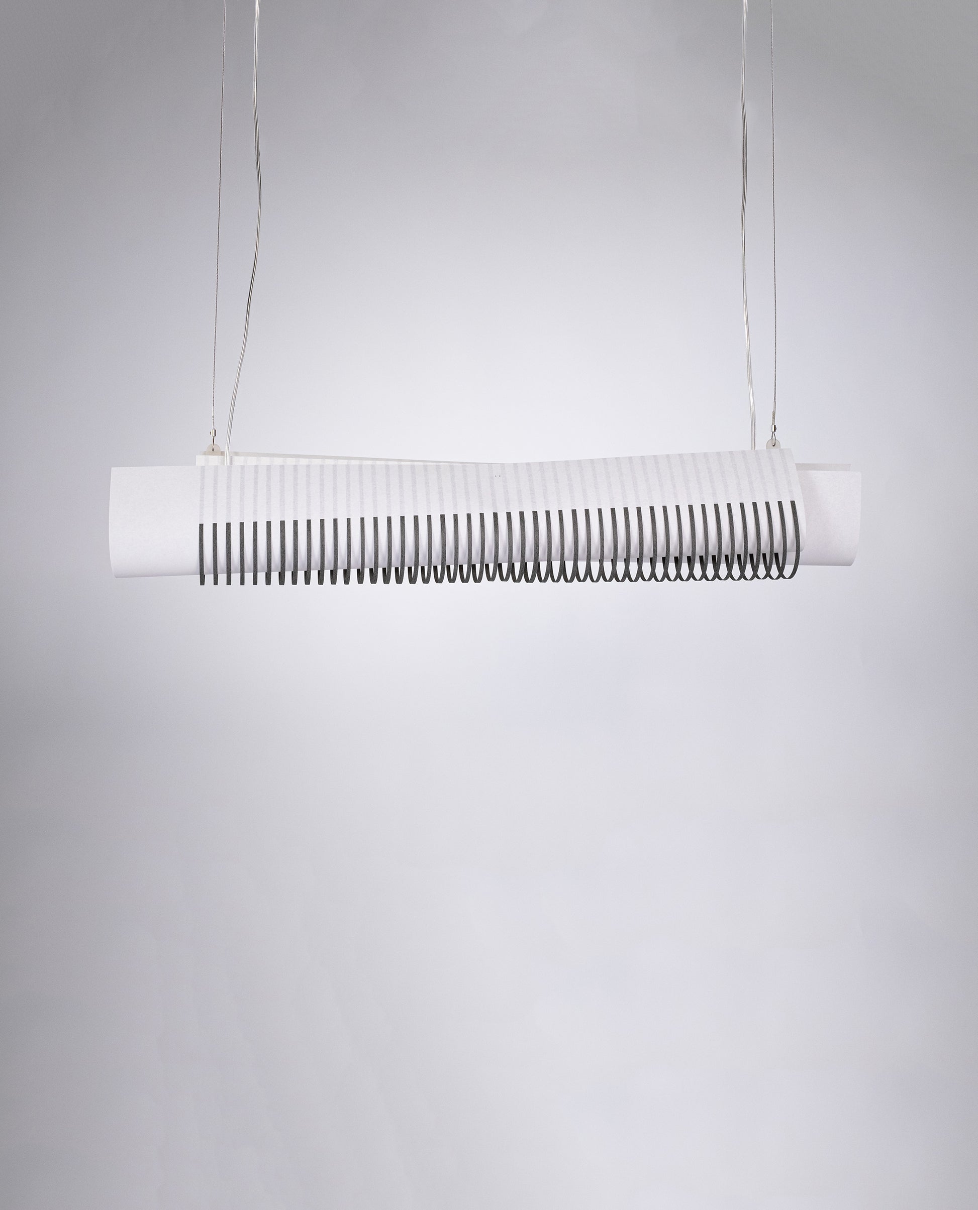 TEX002 pendant lamp with its light off, highlighting its timeless design, refined structure, and handcrafted paper lampshade in a minimalist aesthetic.